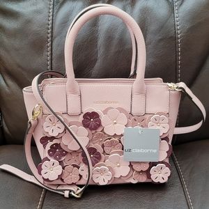 NWT Liz Claiborne Dusty Pink Floral Crossbody Bag